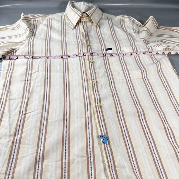 Corneliani Button Down Dress Shirt Mens Italy Cotton Striped Long Sleeve Top - Picture 8 of 16